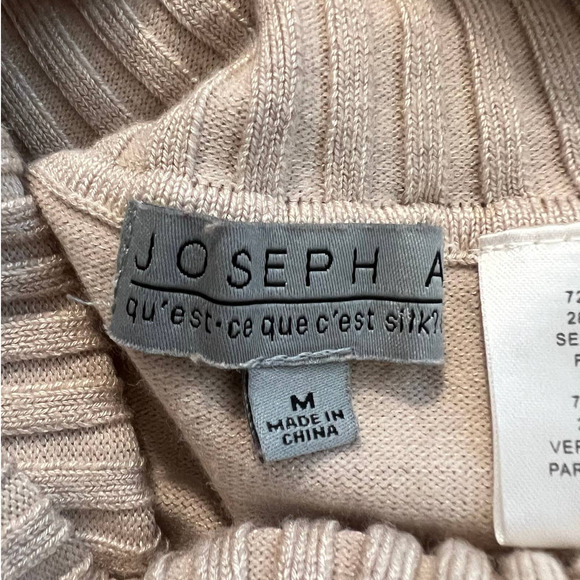 Joseph A Poncho Sweater in Tan Cowl Neckline Ruffled Hem Size Medium - Picture 3 of 5